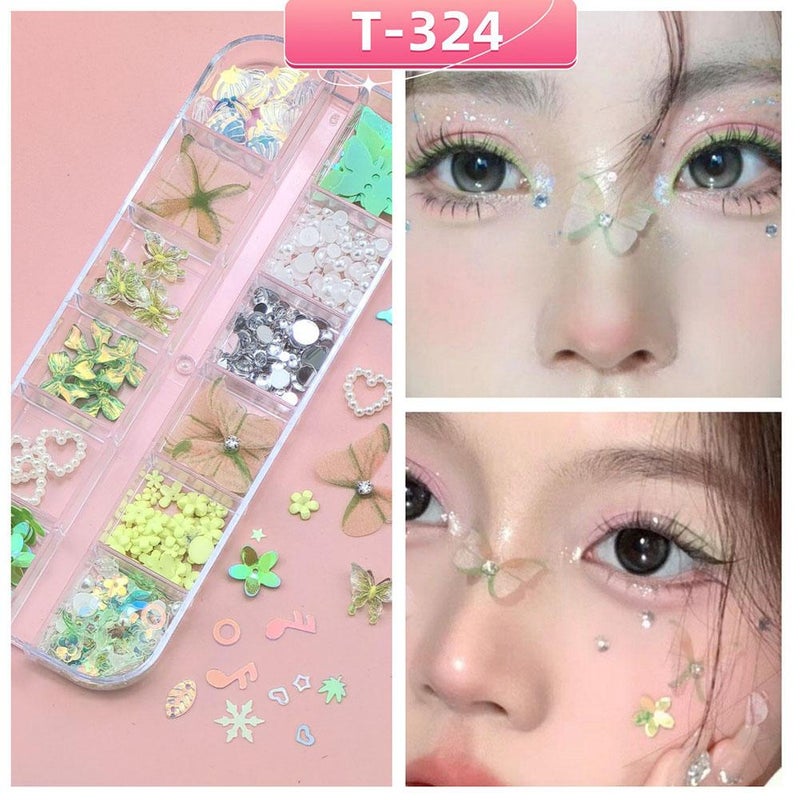 Gentle atmosphere butterfly creative eye makeup glitter nail art stage performance false eyelashes iridescent stickers